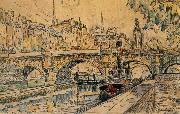 Paul Signac Bridge tug painting